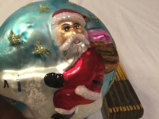 Christopher Radko Vintage Glass Christmas Ornament Santa Riding A Polar Bear