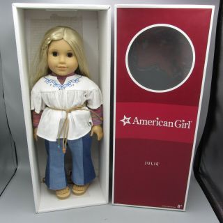 American Girl Julie Albright 18 " Doll Blonde Hair Brown Eyes,  Meet Outfit & Box