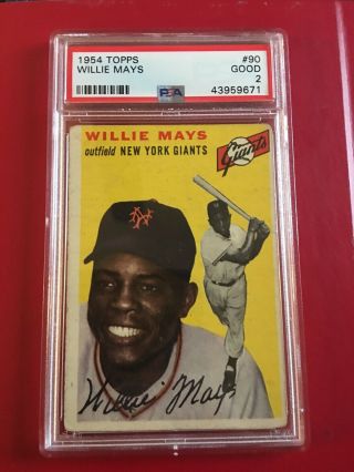 1954 Topps Willie Mays 90 Baseball Card Psa 2 Good