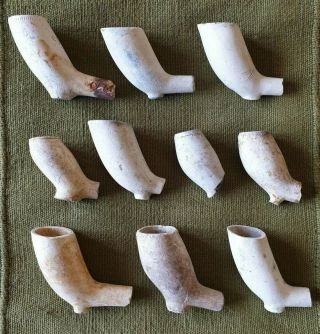 Selection Of 10 Early Clay Tobacco Pipes