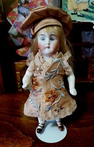 Antique Kestner 5 1/2 " All Bisque Miniature Mignonette Dollhouse Doll