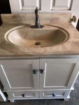 Ambella French Provincial Carved Bathroom Vanity Marble Top Sink