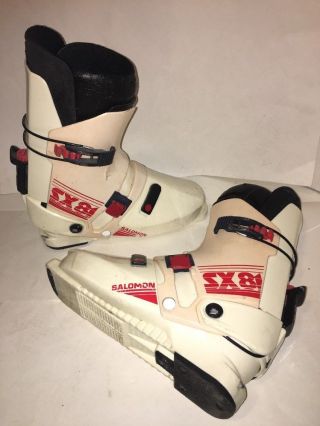 Vintage Salomon Sx 81 Ski Boots Rear Entry White/red/black Sz 340 Us 9 Mens