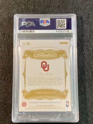 2018 PANINI FLAWLESS TRAE YOUNG 106 GEM SIGNATURES /25 PSA 9 ROOKIE 2