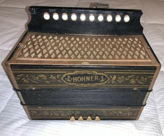 Vintage Hohner Button Accordion,  Made In Germany,  Pre - Corona?,  Old & Antique