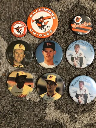 Vintage 1980s Baltimore Orioles Pins,  Cal Ripken,  Eddie Murray,  Brooks Robinson