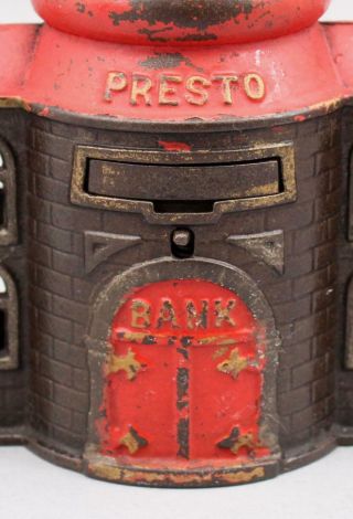 19thC Antique Kyser & Rex Presto Cast Iron Mechanical Building Bank,  NR 3