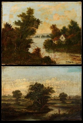 Two 19th Century British School Oil On Canvas | Unframed | Landscape Painting