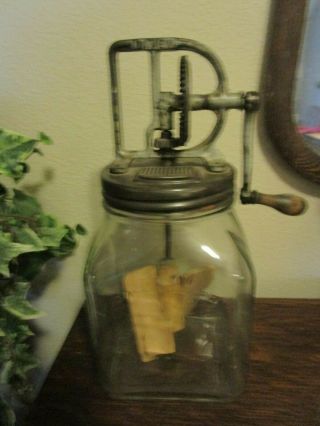 Antique Dazey No.  40 Butter Churn Jar Wood Paddles Kitchen Collectble