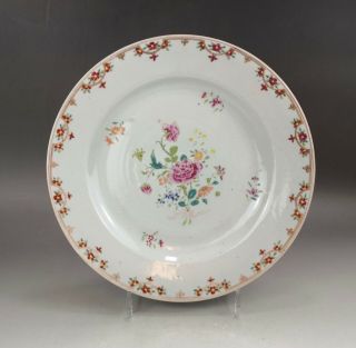 A Fine Chinese 18c Famille Rose Floral Plate - Qianlong