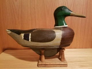 Stylish Old Turned Head Tack Eyed Drake Mallard Wood Duck Decoy