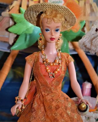 Vintage Blond 4 Ponytail Barbie " Dinner At Eight " 946 1963 - 64 Complete