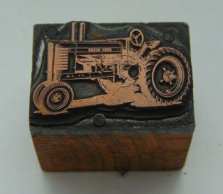 Vintage Printing Letterpress Printers Block Small John Deere Tractor