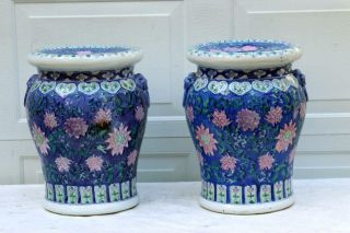 Chinese Porcelain Garden Seats Pair Blue