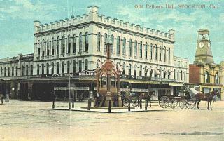 Vintage Postcard - Odd Fellows Hall,  Stockton,  Ca