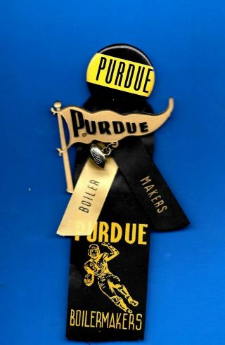 Vintage Purdue Boilermakers Pin - Ribbon - Football And Pennant