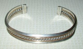 Vtg Signed Tahe Sterling & 1/20 12k Gf Navajo Artisan Cuff Bracelet 20.  5 Grams