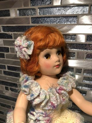 14 " Vintage Mary Hoyer Doll 1950s Hard Plastic Red Mohair Wig Rare Brown Eyes