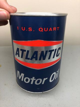 Vintage Atlantic Silver Logo Composite Motor Oil Can Quart