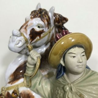 Vtg Chinese Export Shiwan Mudman Art Pottery Samurai Horse Statue Figurine 14” 2