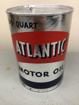 Vintage Atlantic Silver Philadelphia Composite Motor Oil Can Quart