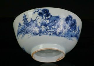 Fine Antique Chinese Blue And White Porcelain Pavilion Bowl Nanking Cargo 18th C