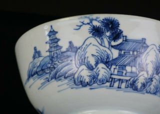 FINE Antique Chinese Blue and White Porcelain Pavilion Bowl Nanking Cargo 18th C 3