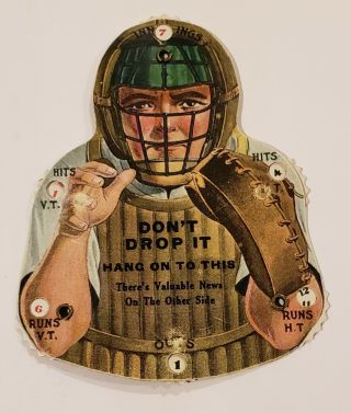 Antique Baseball Player Early 1900 Celluloid Score Counter Advertisement Rare