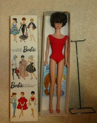Vintage Barbie Doll - Vintage Brunette Bubblecut Barbie Doll With Box