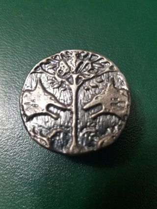 2.  00 Ozt Hand Poured.  999 Silver.  Antiqued Wolf Coin.