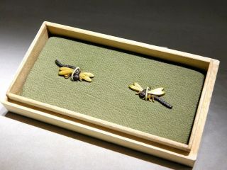 Rare Dragonfly Menuki 19thc Japanese Edo Antique Tsuba