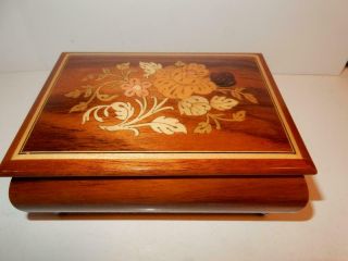 Vintage Reuge Swiss Movement Music Inlaid Wood Jewelry Box Italy Fascination