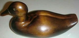 Antique Wood Duck Decoy Primitive Hand Carved With Glass Eyes