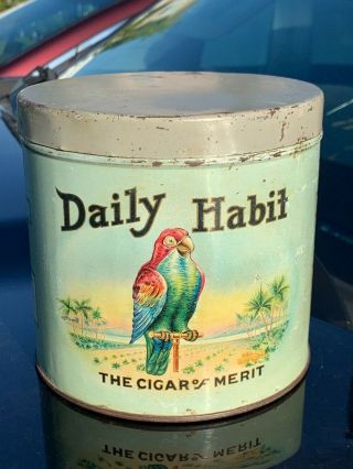 Rare Daily Habit Cigar Tin Advertising Sign Country Store Tobacco