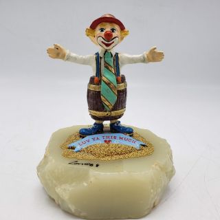 Vintage Signed Ron Lee Clown In A Barrel Dated " Luv Ya This Much " 5 "