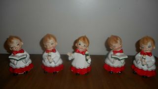 Vintage Josef Originals Figurine Japan Christmas 4 Boys Carolers & One Girl