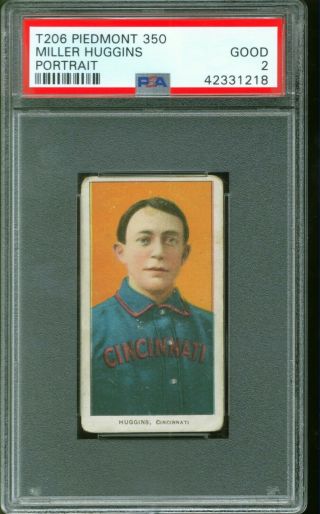 1909 - 11 T206 Miller Huggins Portrait Cincinnati Reds Psa 2 Hof N2