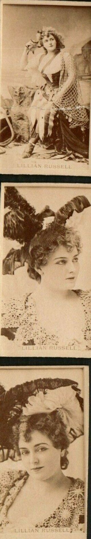 Set Of 3 Sweet Caporal Cigarette Cards " Lillian Russell " Actress