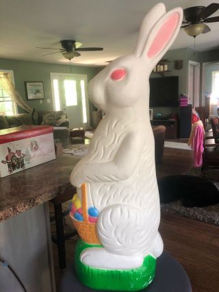 Don Featherston Vintage Easter Blow Mold Standing Rabbit Holding Basket 30” Vgc