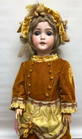 24.  5” Antique German Pansy Bisque Doll Blonde Mohair Wig Blue Eye Sc2