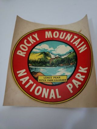 Vintage Travel Decal Rocky Mountain National Park Colorado Long Peak Estes Park