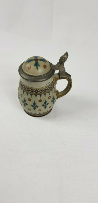 Antique Villeroy Vb Mettlach Stein 1901 Geometric Pattern With Rosettes 1/2l