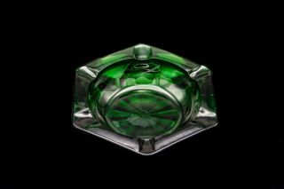 Vintage Emerald Green Glass Cigarette Ashtray Hexagon Cigar Star 5.  75 