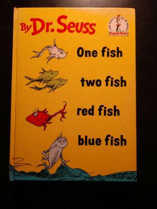 Vintage 1960 Dr.  Seuss Beginner Books One Fish Two Fish Hardcover Book Gc