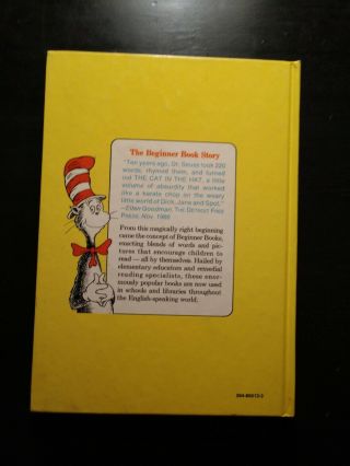 VINTAGE 1960 DR.  SEUSS BEGINNER BOOKS ONE FISH TWO FISH HARDCOVER BOOK GC 2
