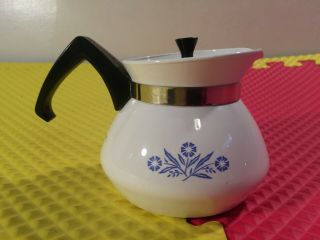 Vintage Corning Blue Cornflower 3 Cup Tea Pot With Lid Made Usa