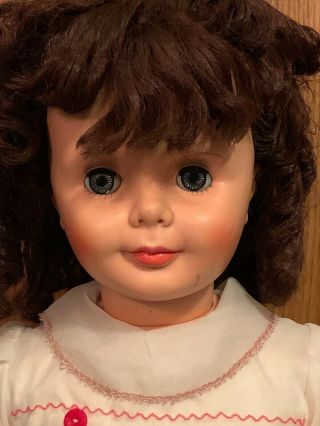 Vintage 36” Patti Playpal Companion Walker Doll Unmarked Curly Brunette