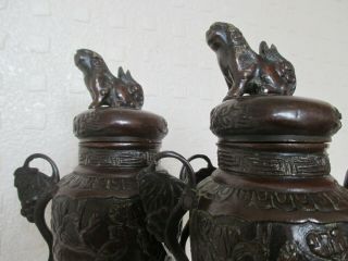 Fine Antique Japanese Oriental Bronze Incense Burners - Meiji Period 3