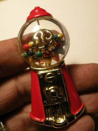 Vintage AJC red enamel One Cent Gum Ball Machine Pin Brooch 2