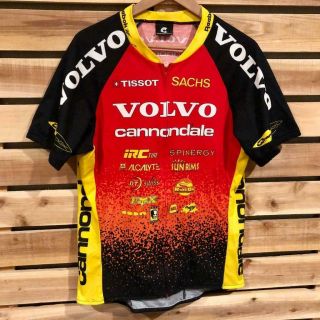 Vtg Cannondale Volvo Full Zip Racing Cycling Jersey Tissot Head Shok Large